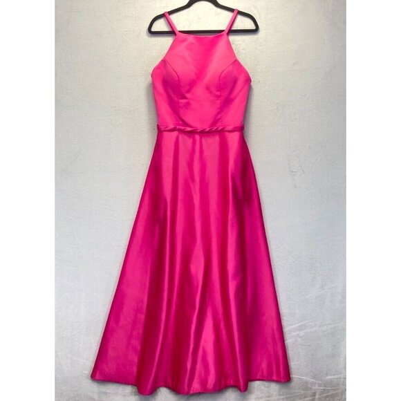 Mori Lee Madeline Gardner Prom Dress Gown 14 Barbie Pink Bridesmaids Satin Maxi - Picture 1 of 16